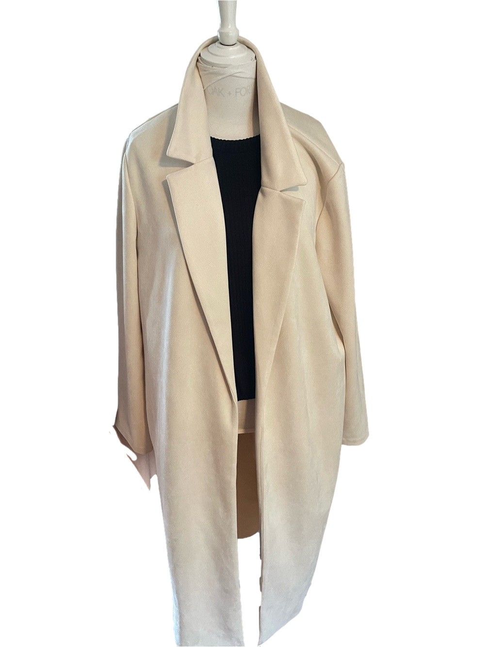 ZARA Elegant Cream Long Open-Front Coat